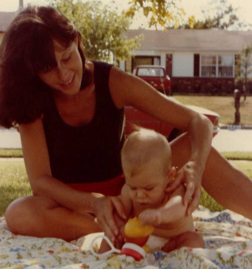 Debbie Benham with her son when he was a baby