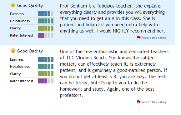 Student says that Professor Benham is one of the best professors